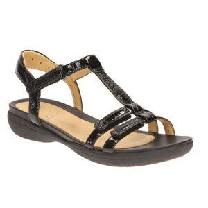Clarks black patent leather sandals, UN VAZE BLACK PATENT, Size 7